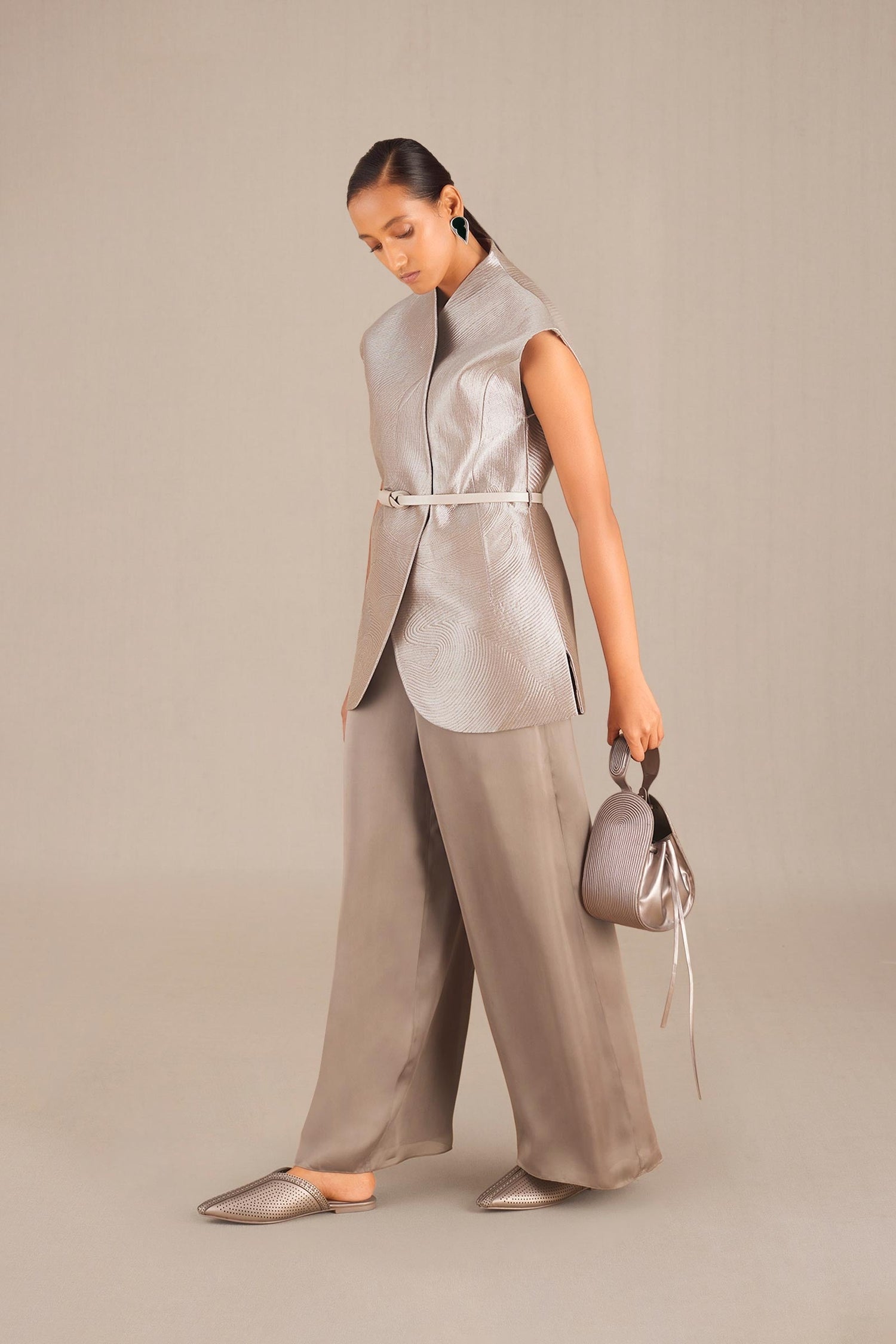 Effat Jacket Set - Metallic Silver 