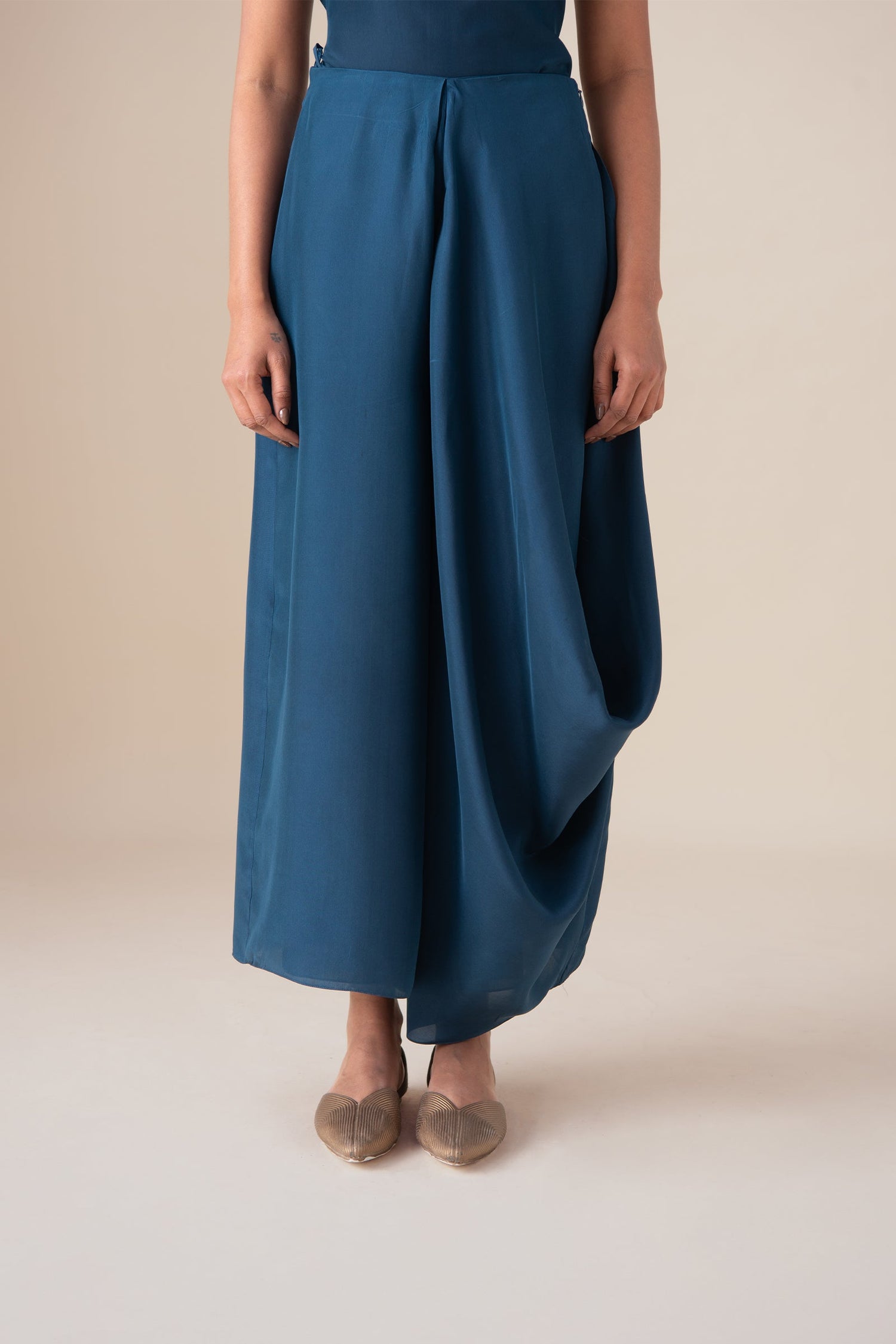  Habutai Talia Drape Pants – Blue