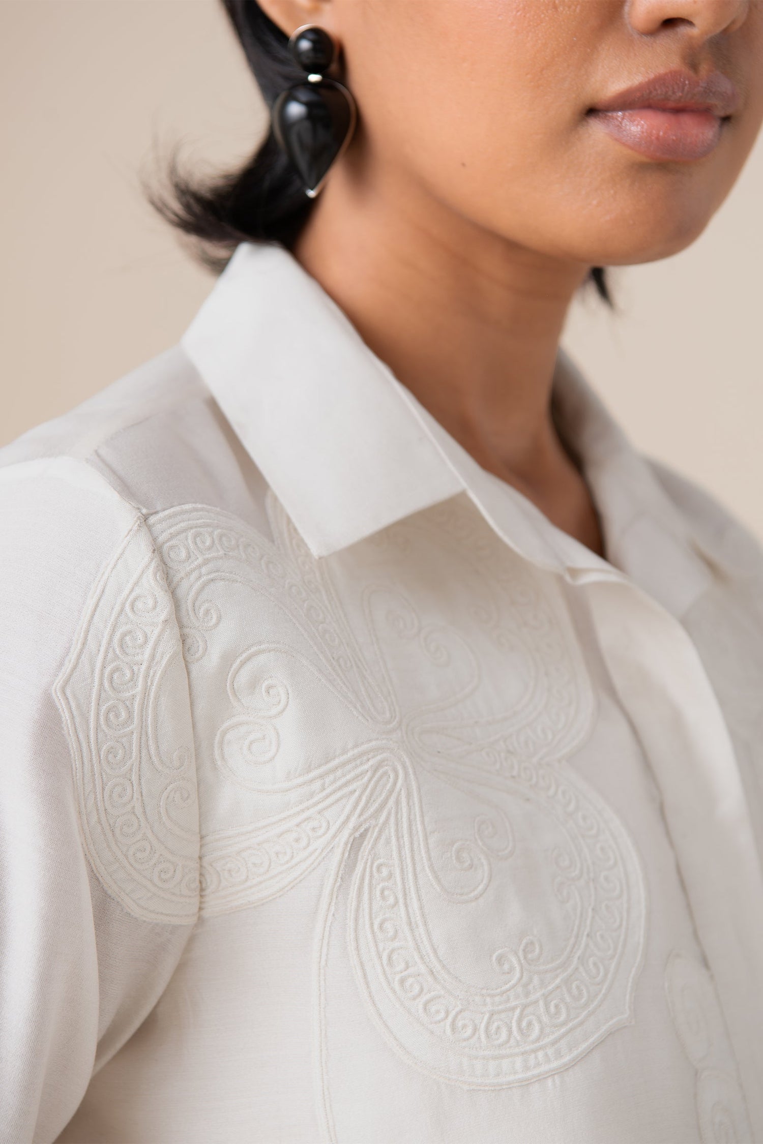  Chanderi Azea Shirt – Ivory
