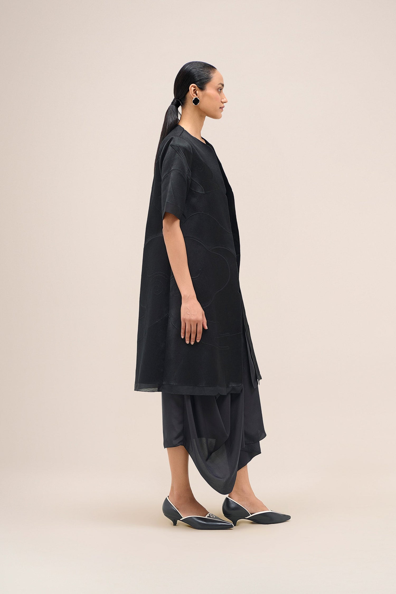  Chanderi Israh Jacket Set – Black