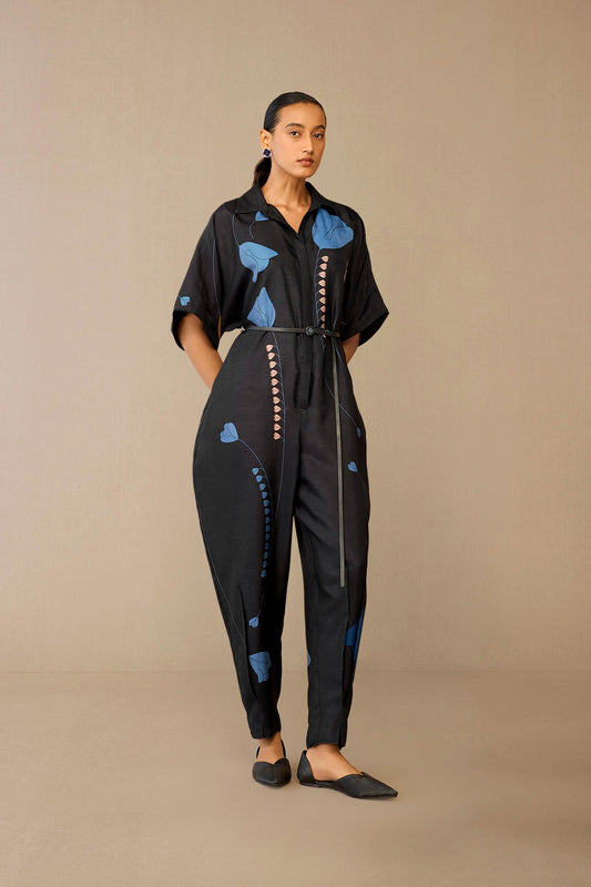 Silk Romillie Jumpsuit – Black