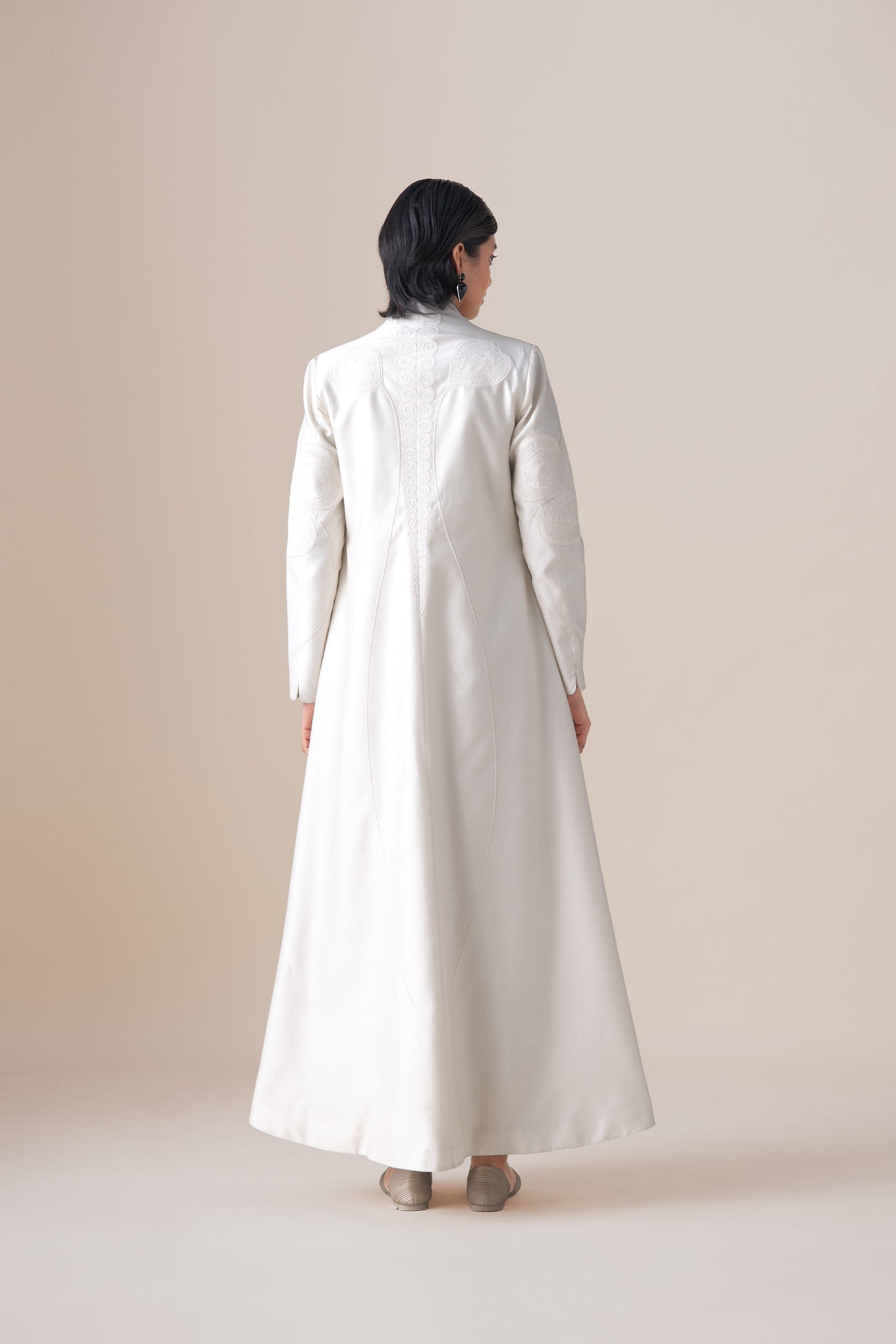    Chanderi Aluna Jacket Set – Ivory