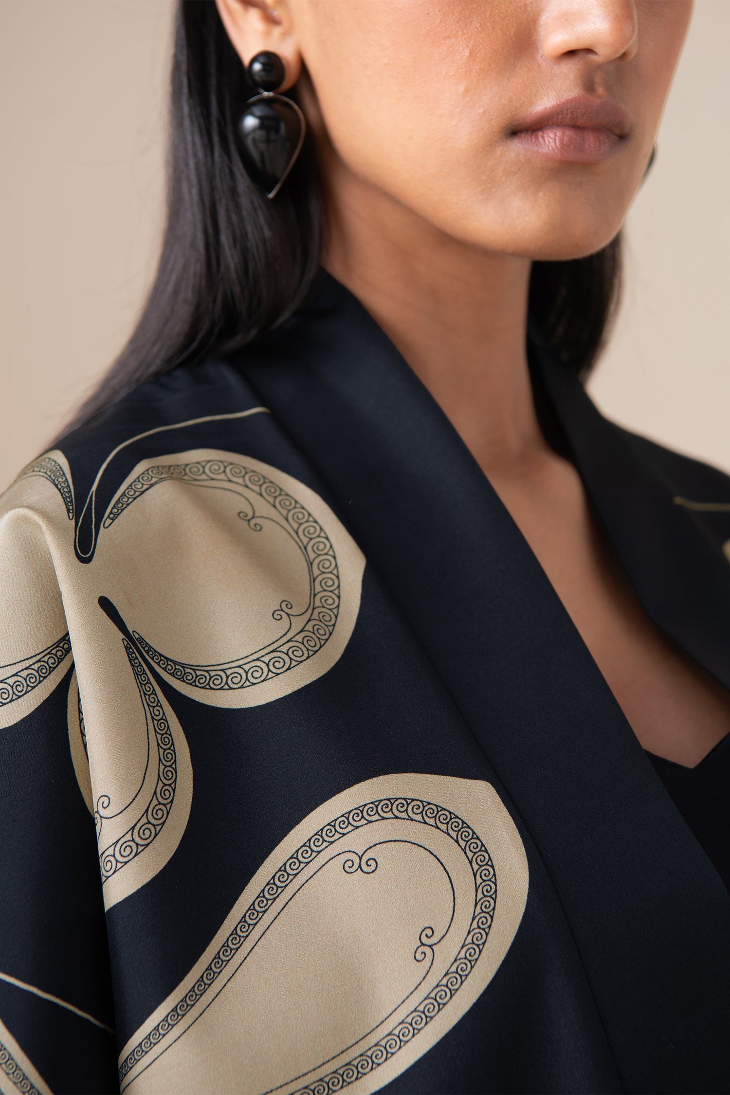  Habutai Sidra Jacket Set – Black