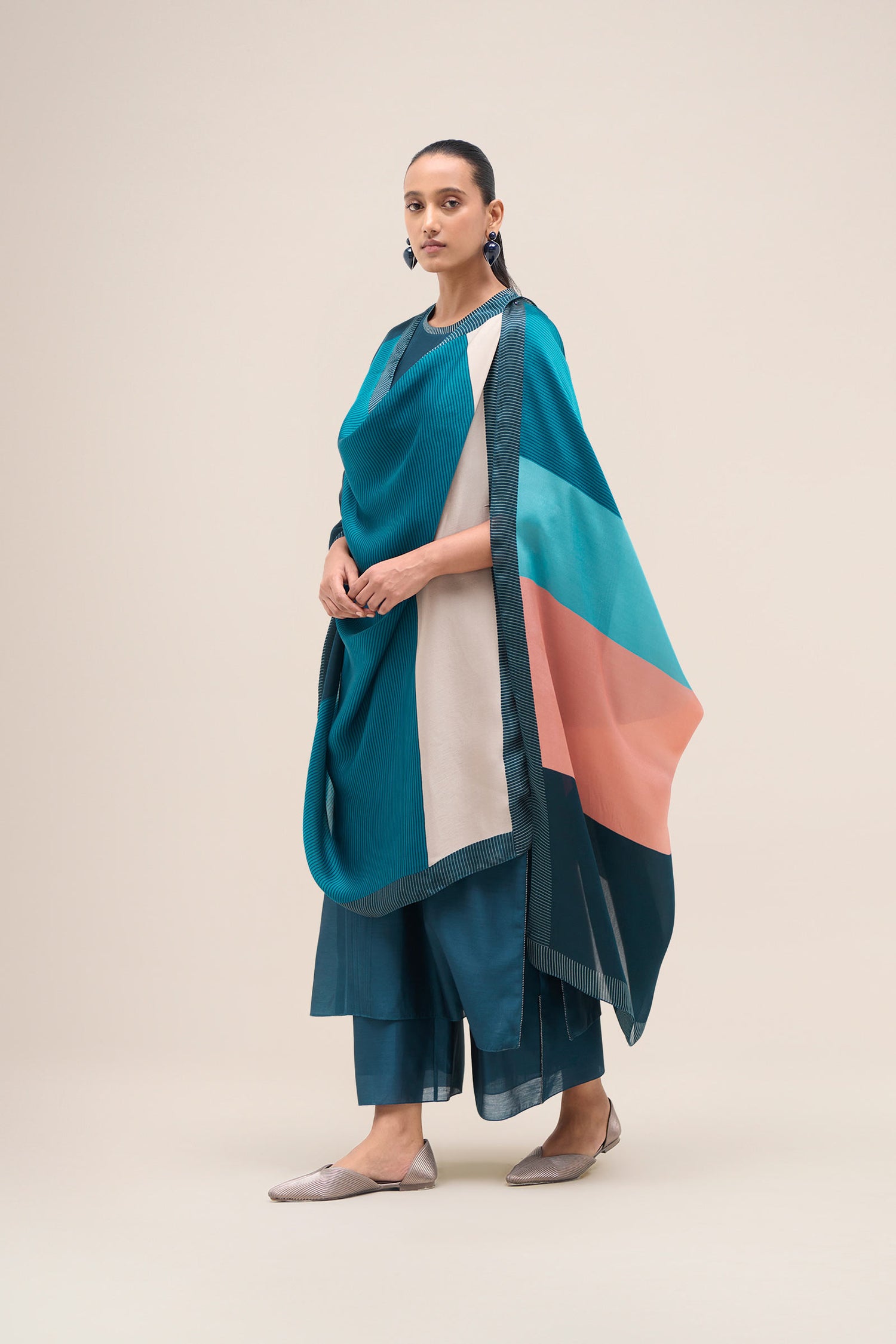  Chanderi Safira Kurta Set – Blue