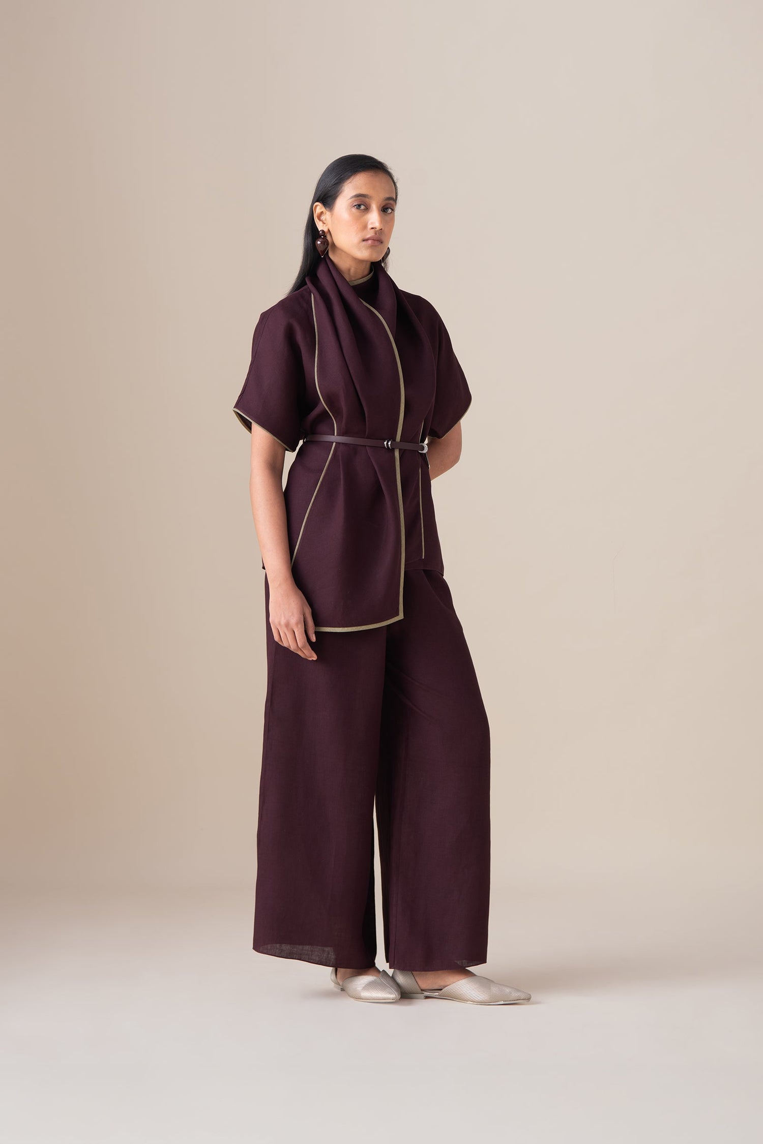  Linen Dilnami Top Set – Red