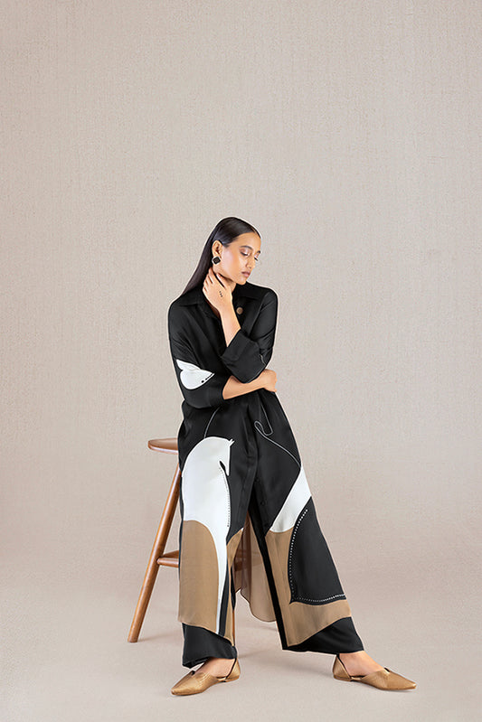 Organza Maysa Tunic Set – Black