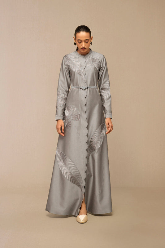 Chanderi Gul Abaya – Grey
