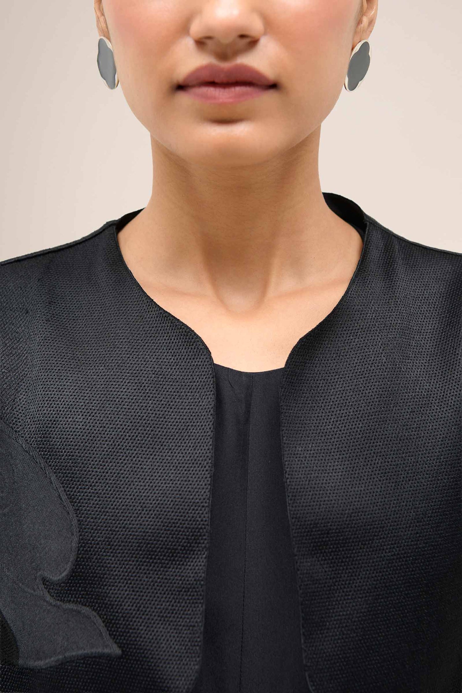  Chanderi Israh Jacket Set – Black