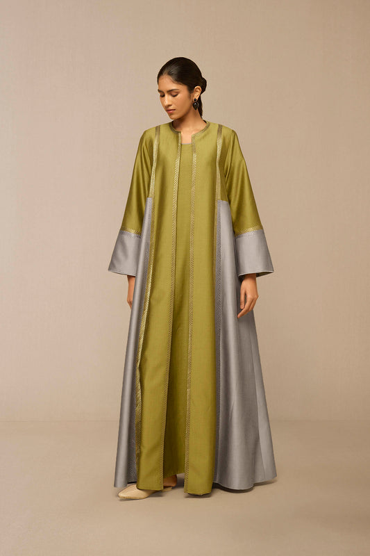 Chanderi Areeba Abaya Set – Green