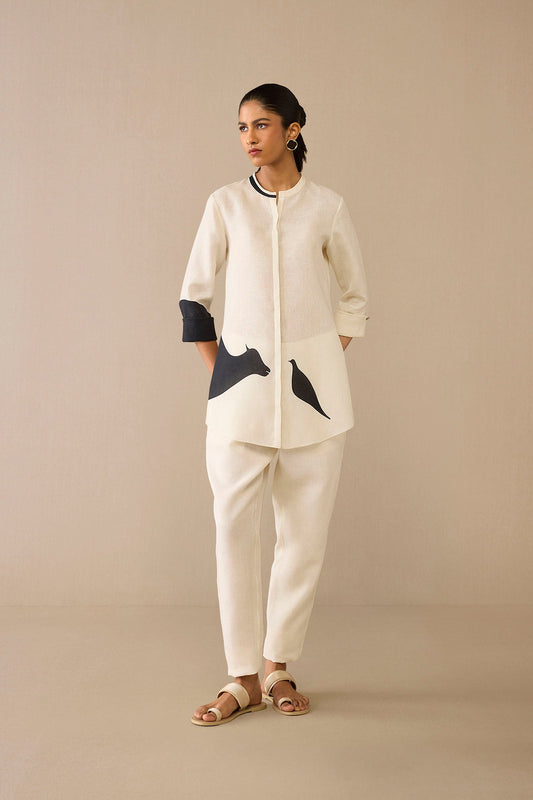 Linen Dilbar Shirt Set – Ivory