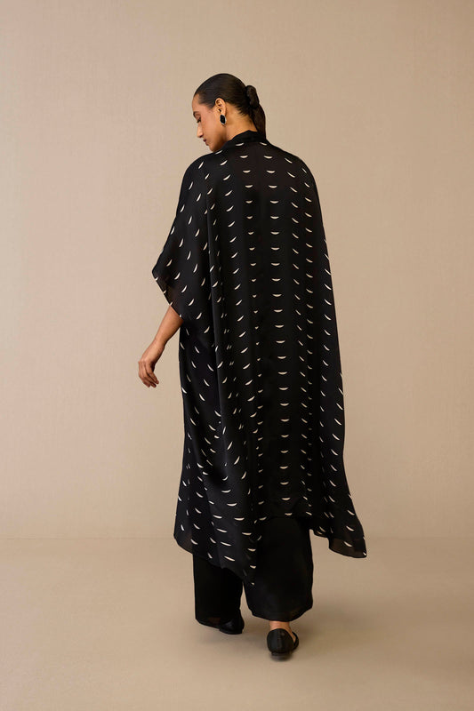 Organza Dilkashi Cape Set – Black