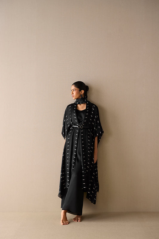 Organza Dilkashi Cape Set – Black