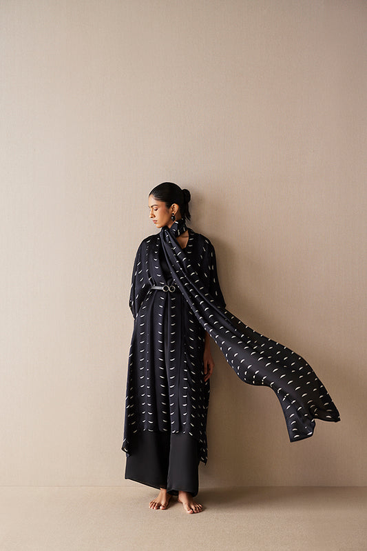Organza Dilkashi Cape Set – Black