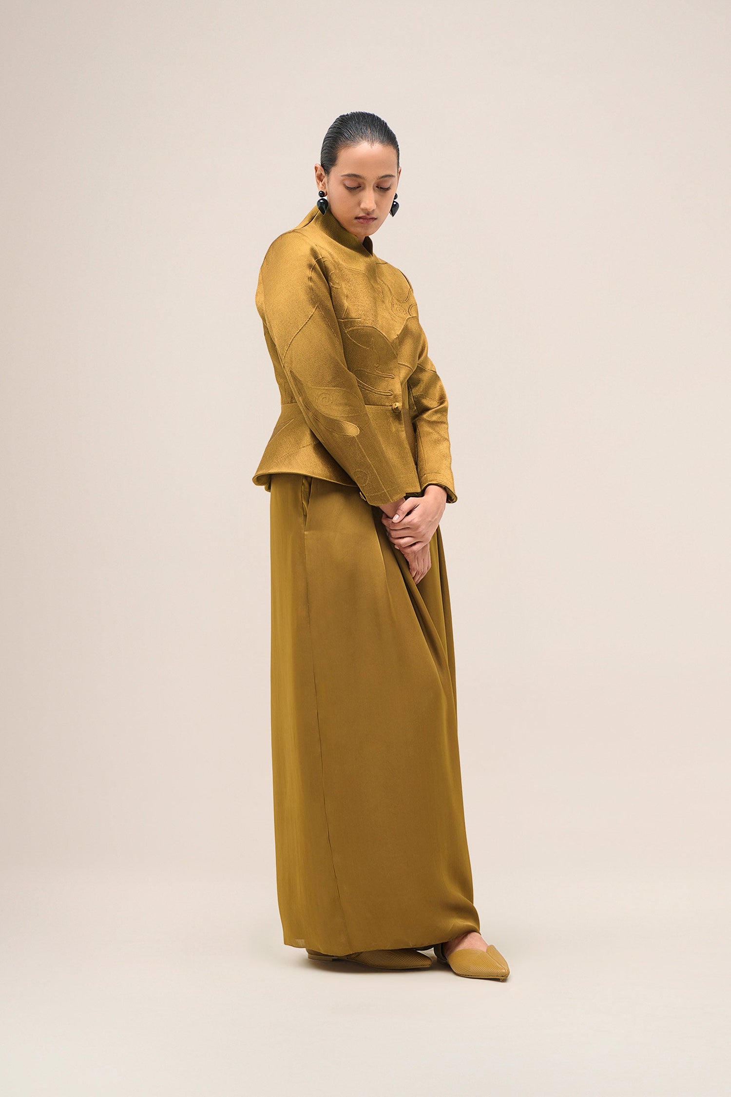 Chanderi Noha Jacket Set – Yellow