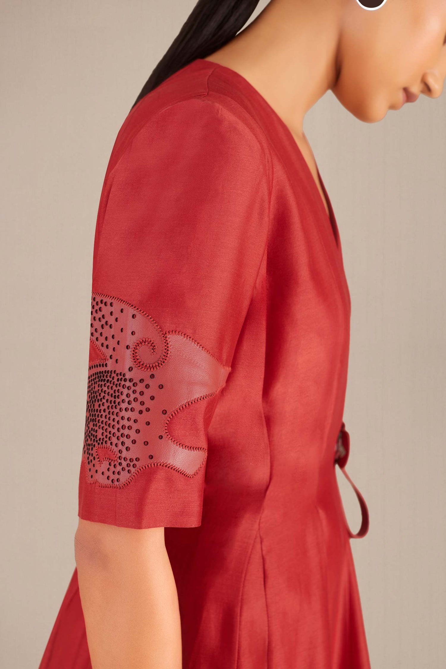  Chanderi Amna Dress – Red
