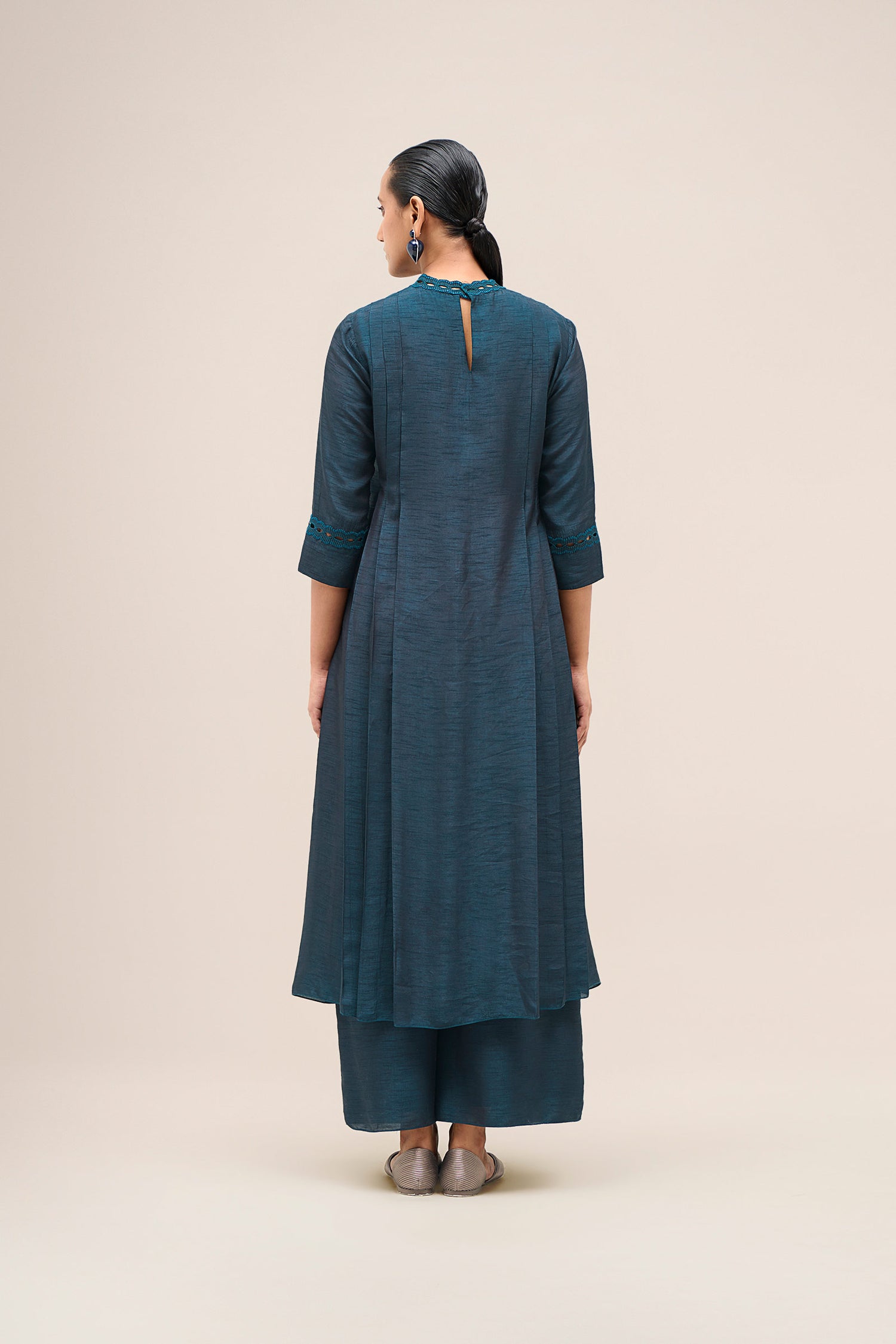  Chanderi Shiloh Kurta Set – Blue