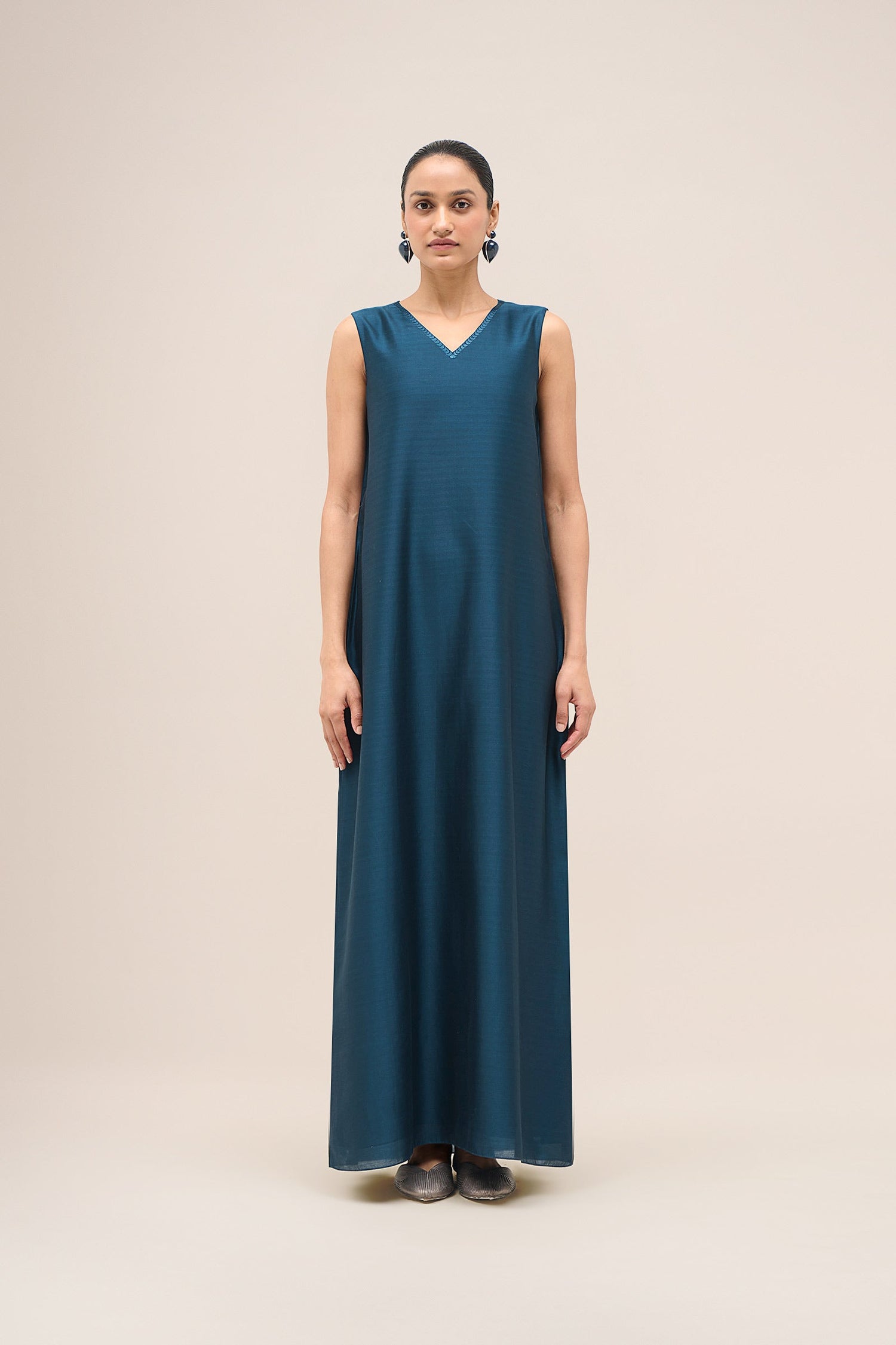  Shantung Raziya Abaya Set – Blue