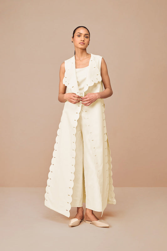 Linen Cleo Throw Set – Ivory