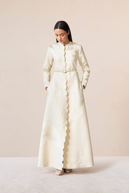 Wool Nahid Abaya Set – Ivory