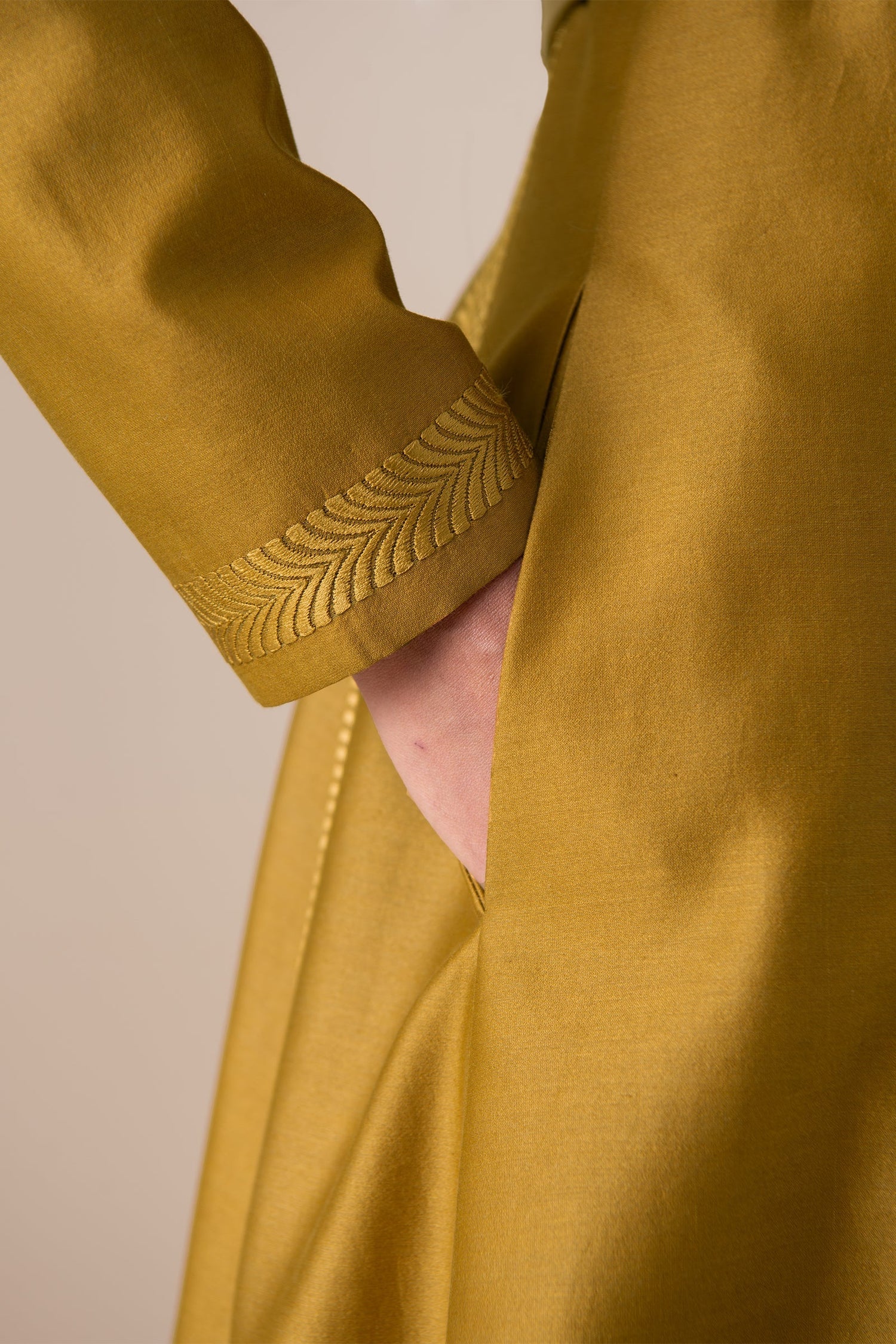    Chanderi Rubab Abaya Set – Yellow