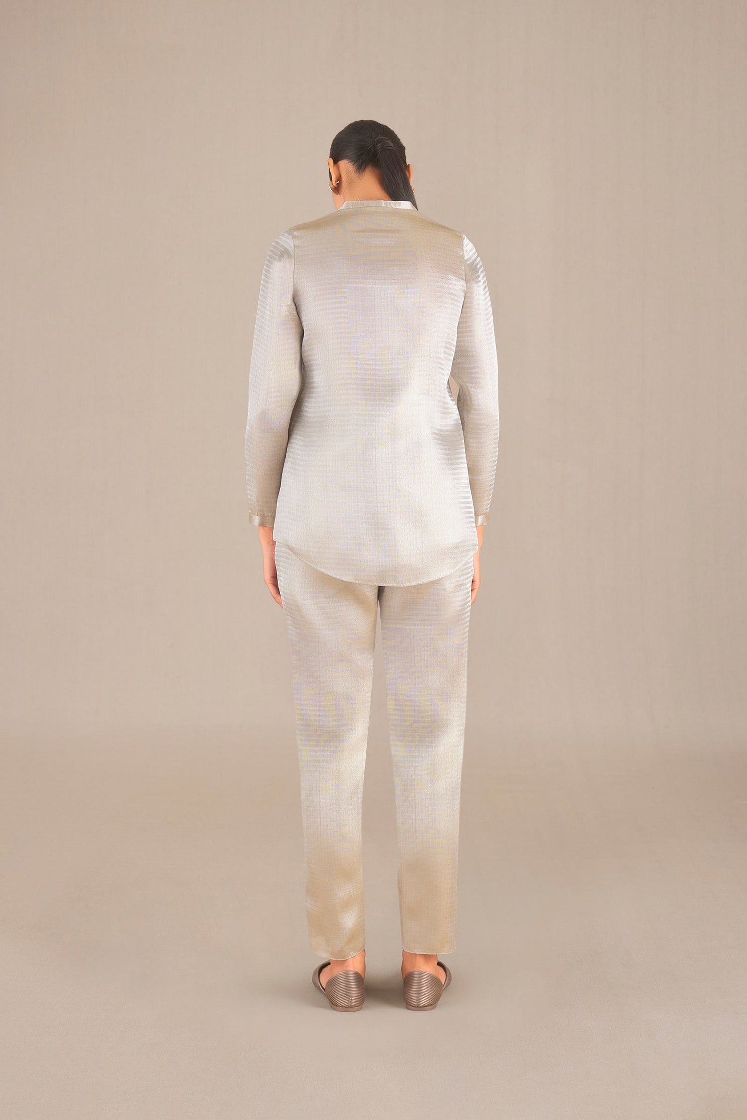 Nuran Shirt Set - Metallic Silver 