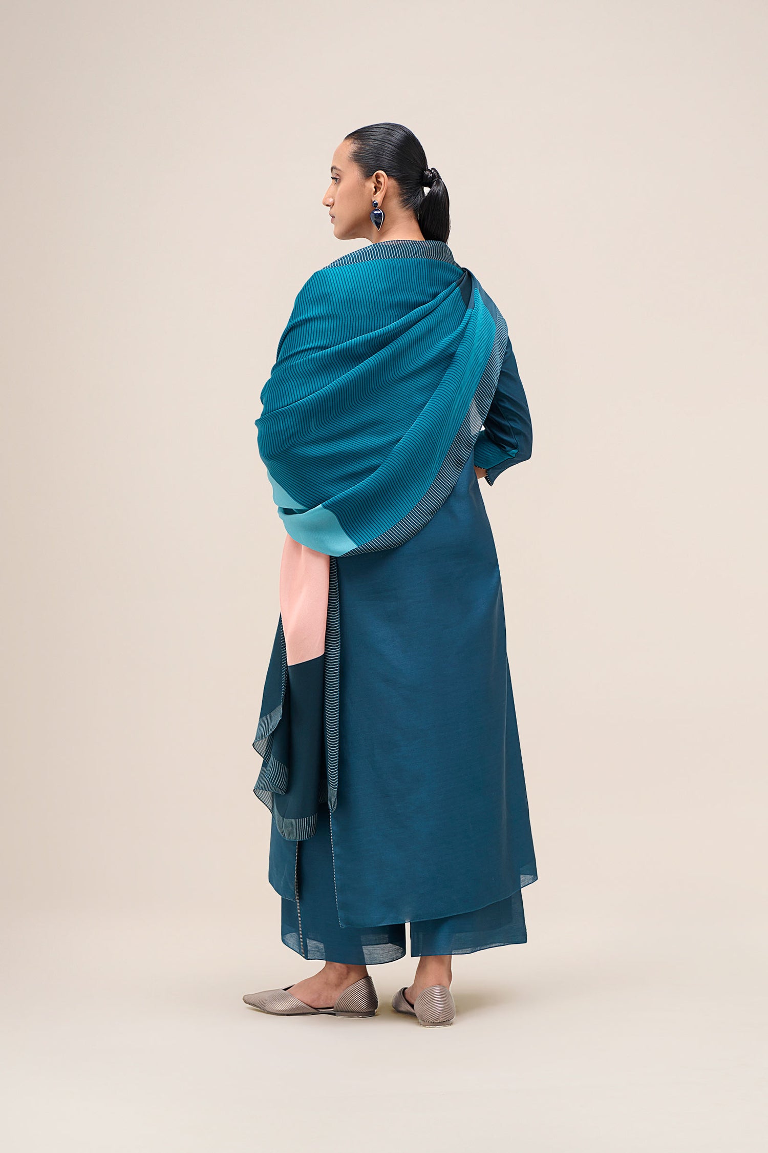  Chanderi Safira Kurta Set – Blue