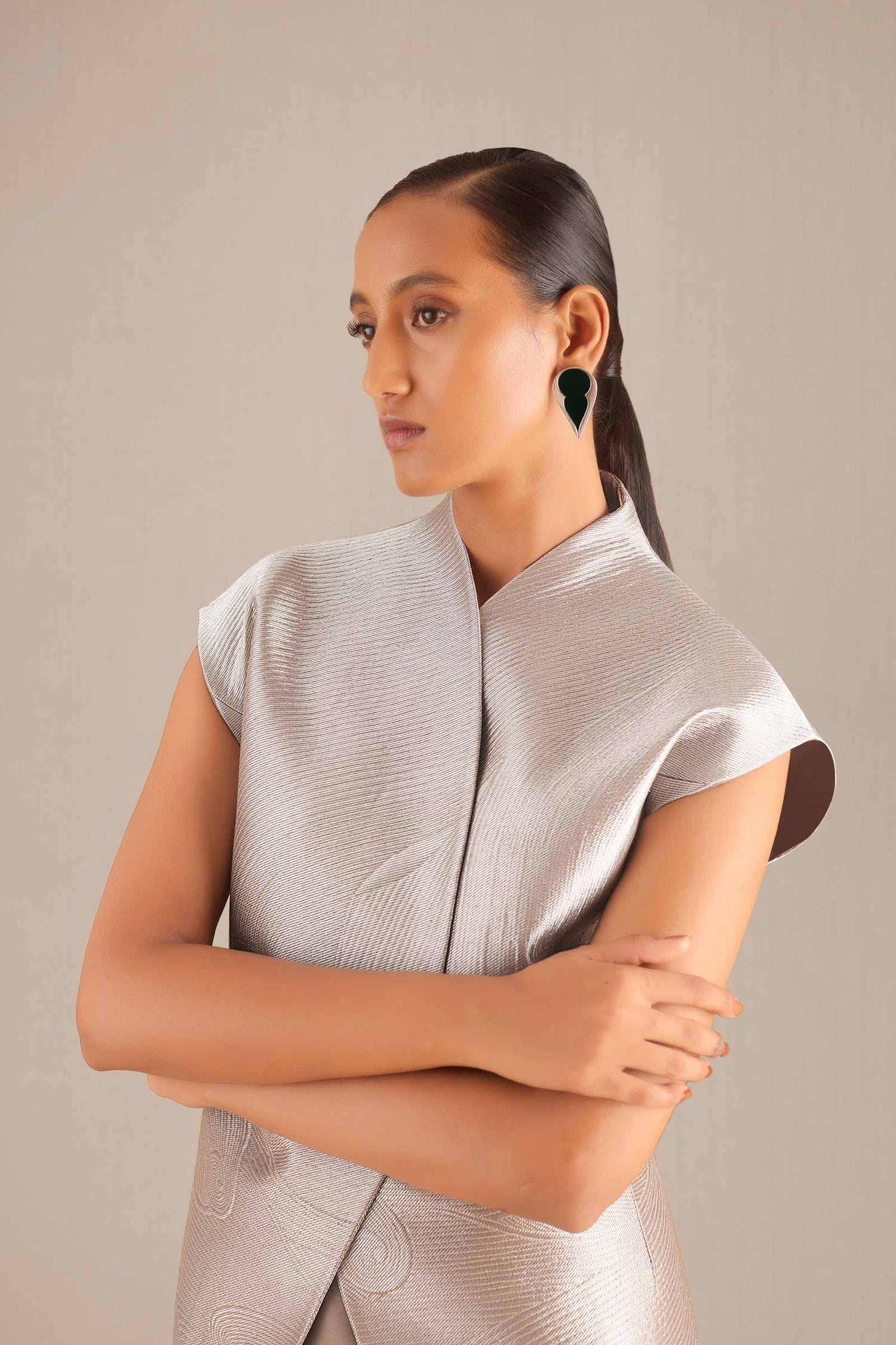 Effat Jacket Set - Metallic Silver JK  