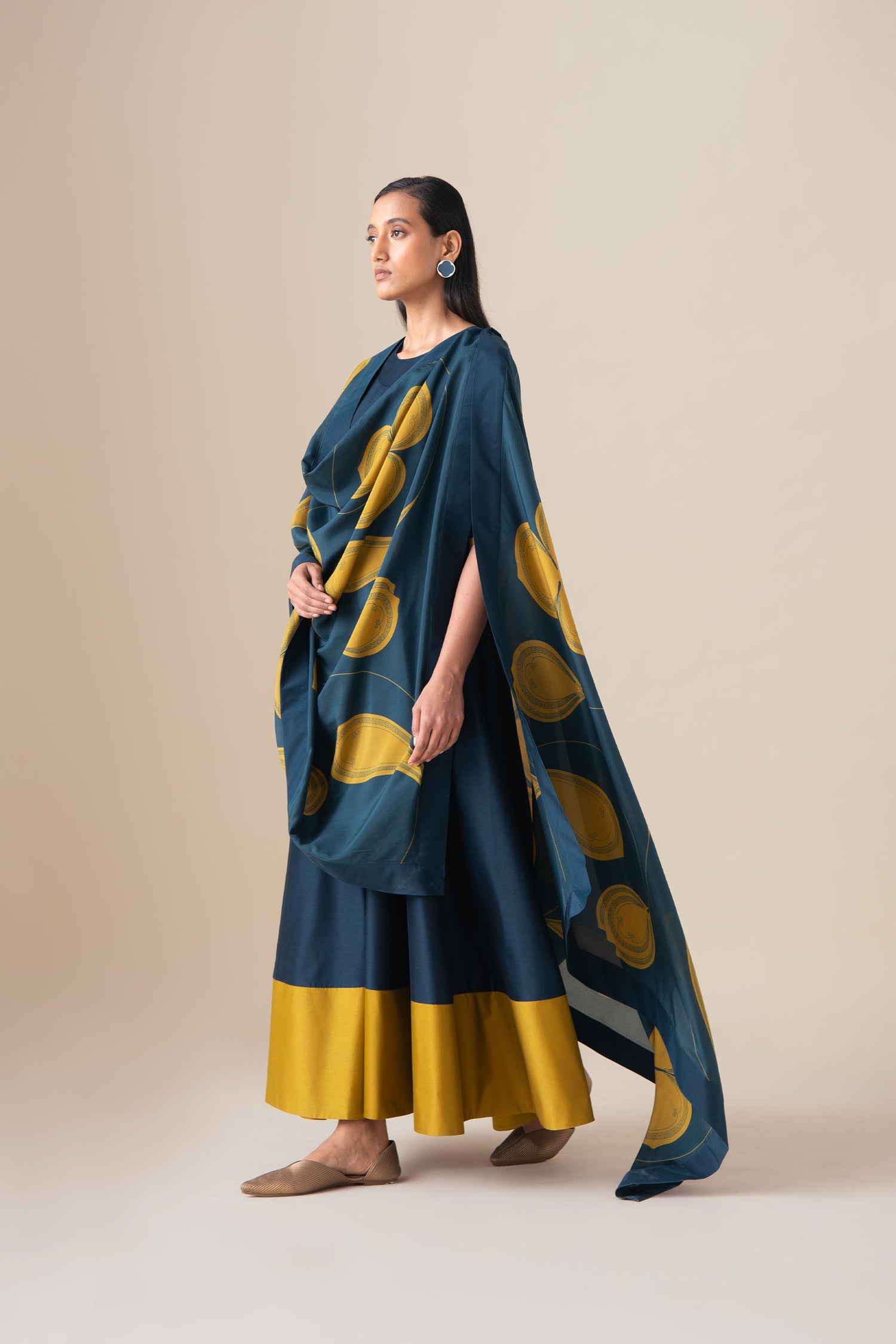  Chanderi Omira Kurta Set – Blue