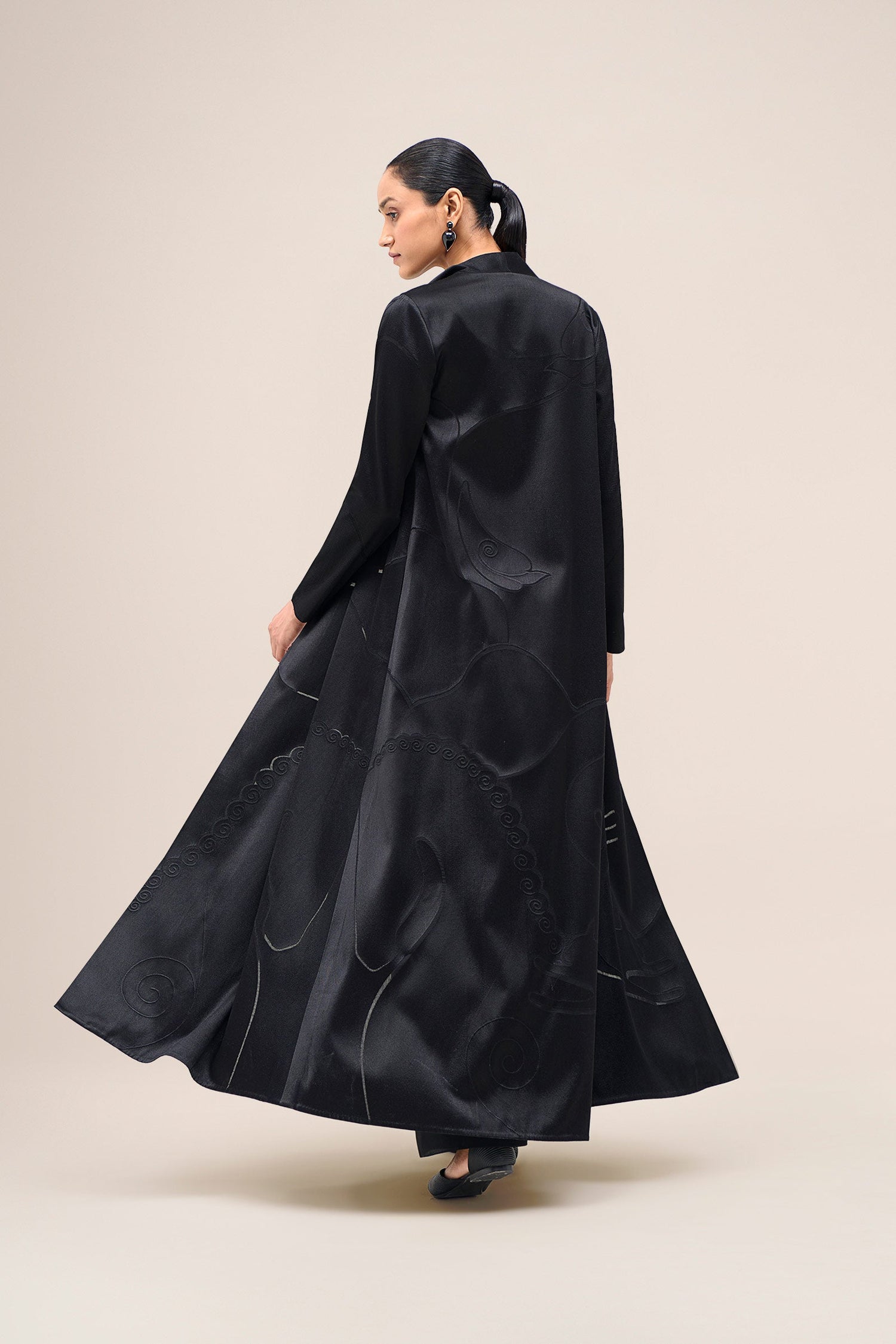  Chanderi Shabana Abaya Set – Black