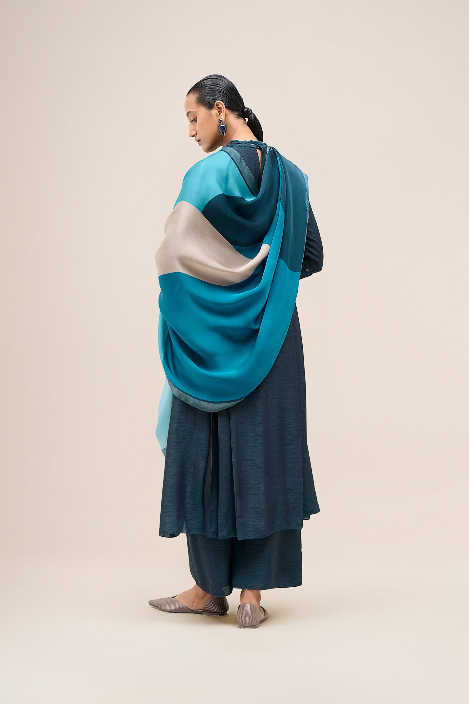  Chanderi Shiloh Kurta Set – Blue