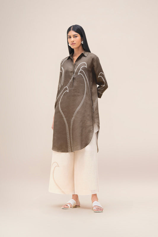 Linen Yuhina Tunic Set – Brown