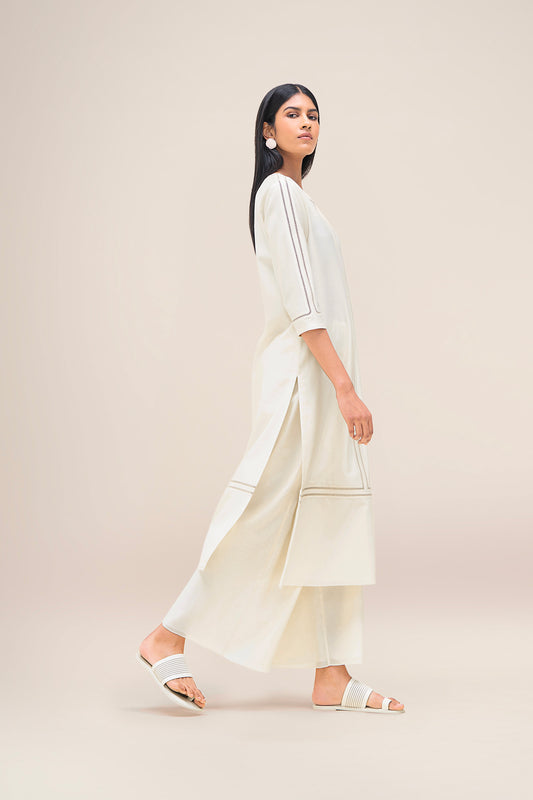 Chanderi Aranya Kurta Set – Ivory
