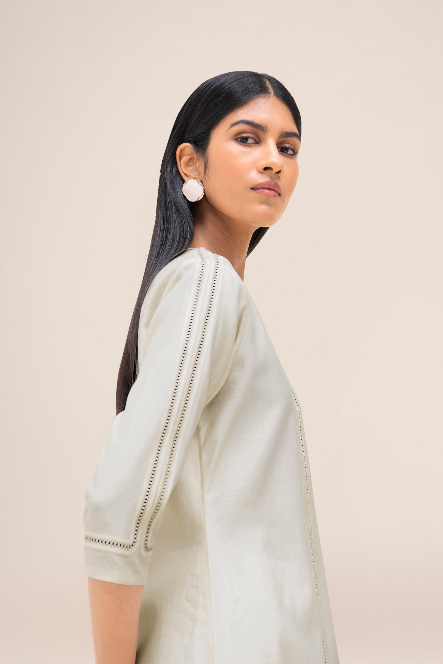  Chanderi Aranya Kurta Set – Ivory