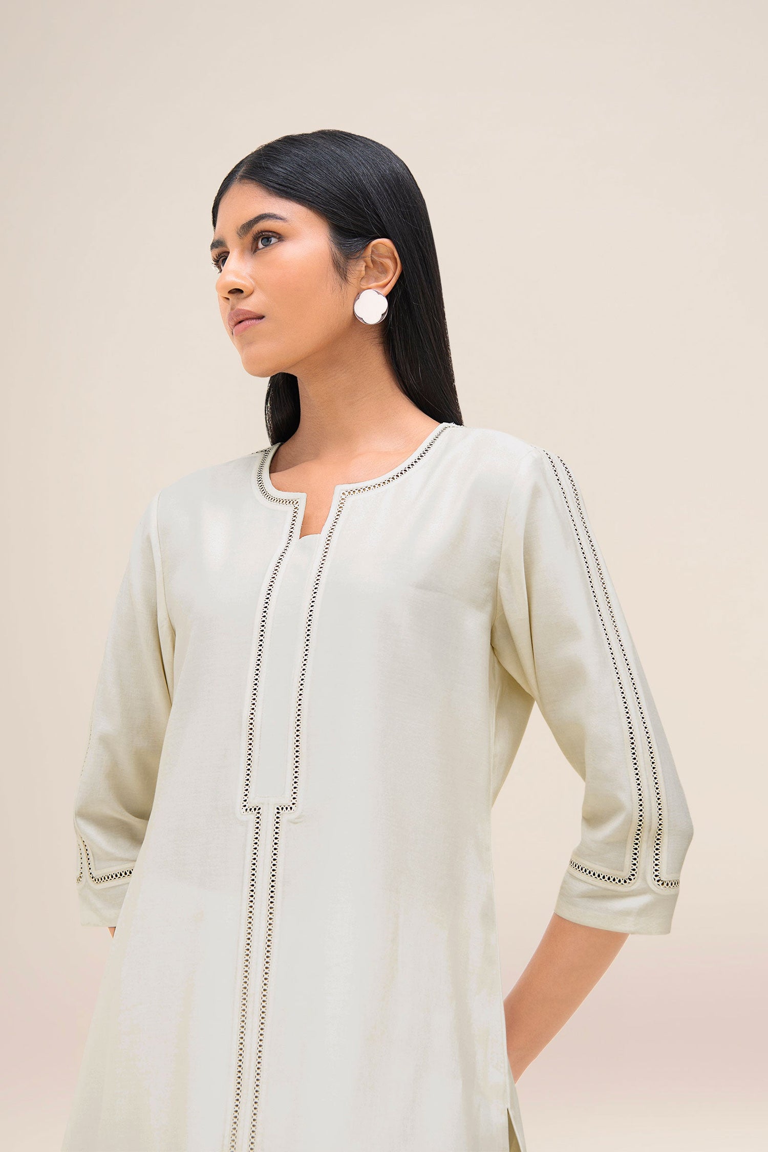 Chanderi Aranya Kurta Set – Ivory