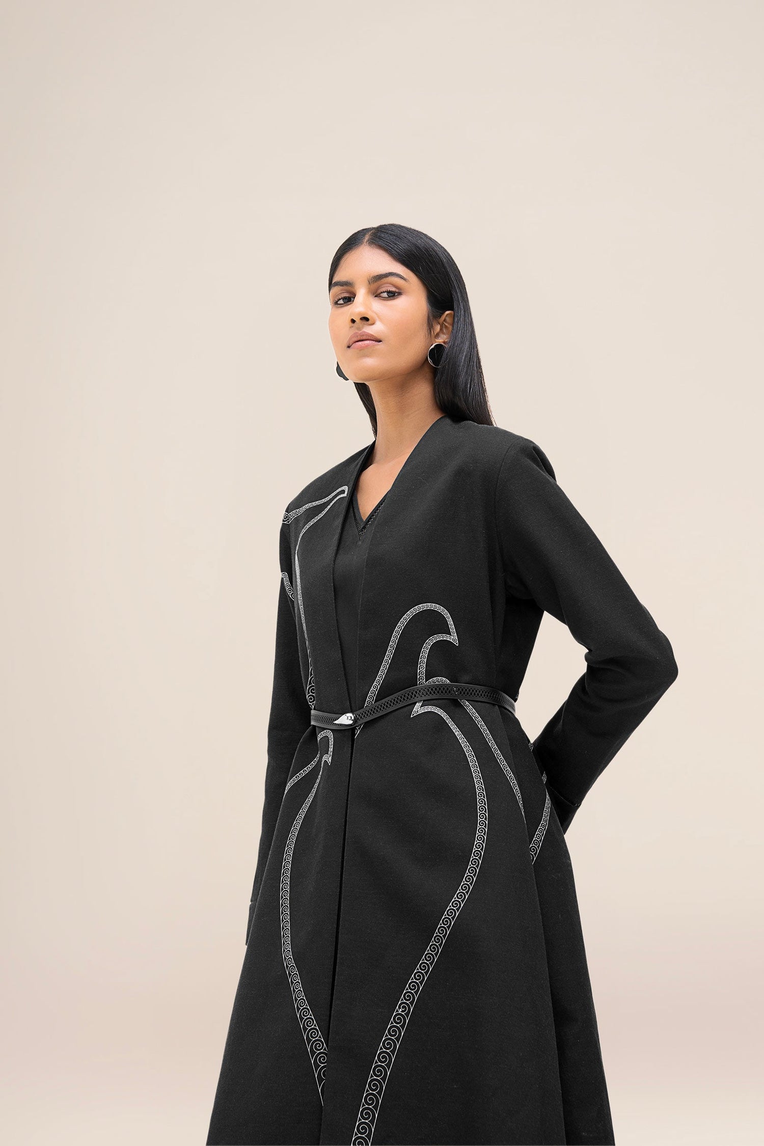  Linen Nightingale Abaya Set – Black