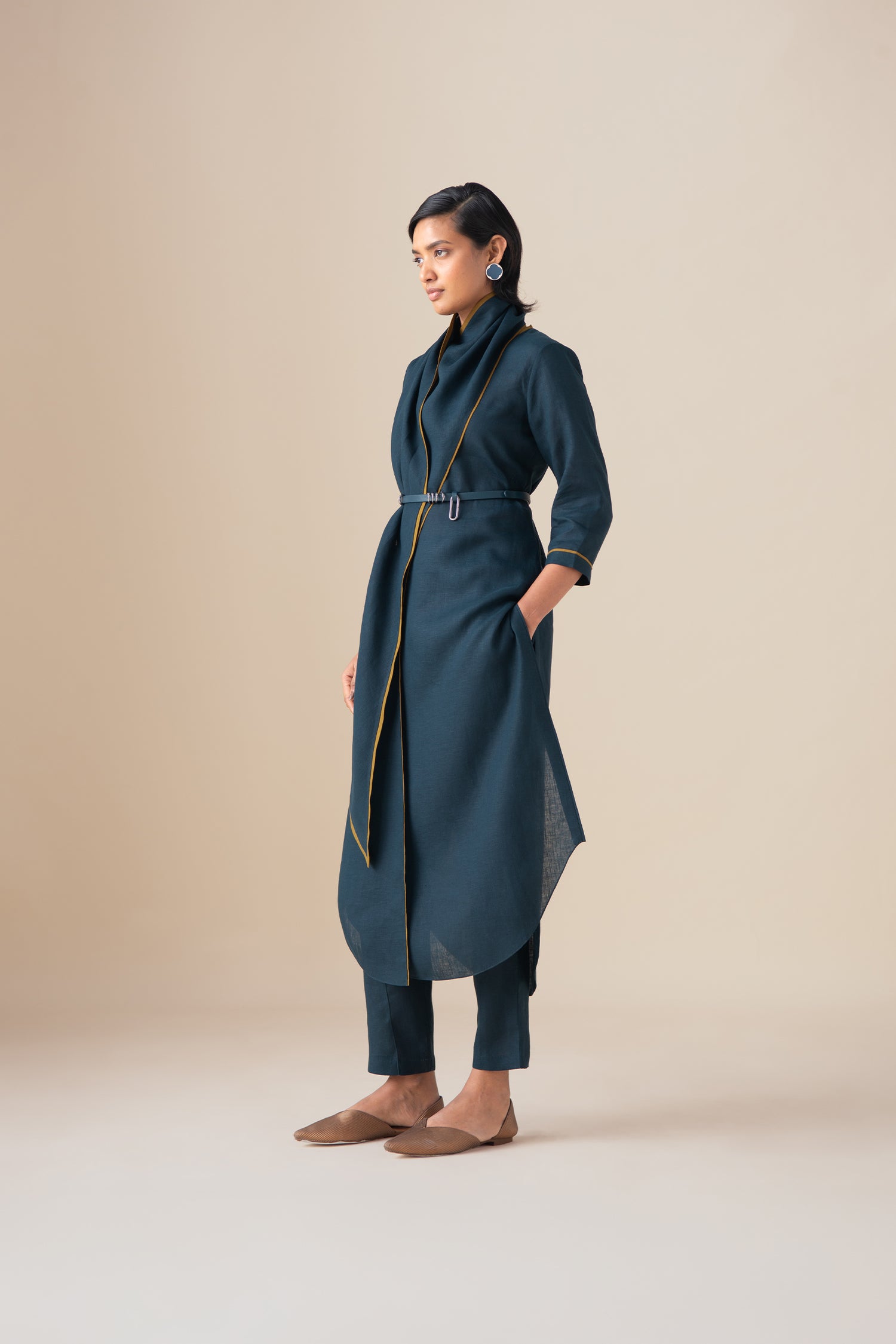  Linen Dilawar Tunic Set – Blue