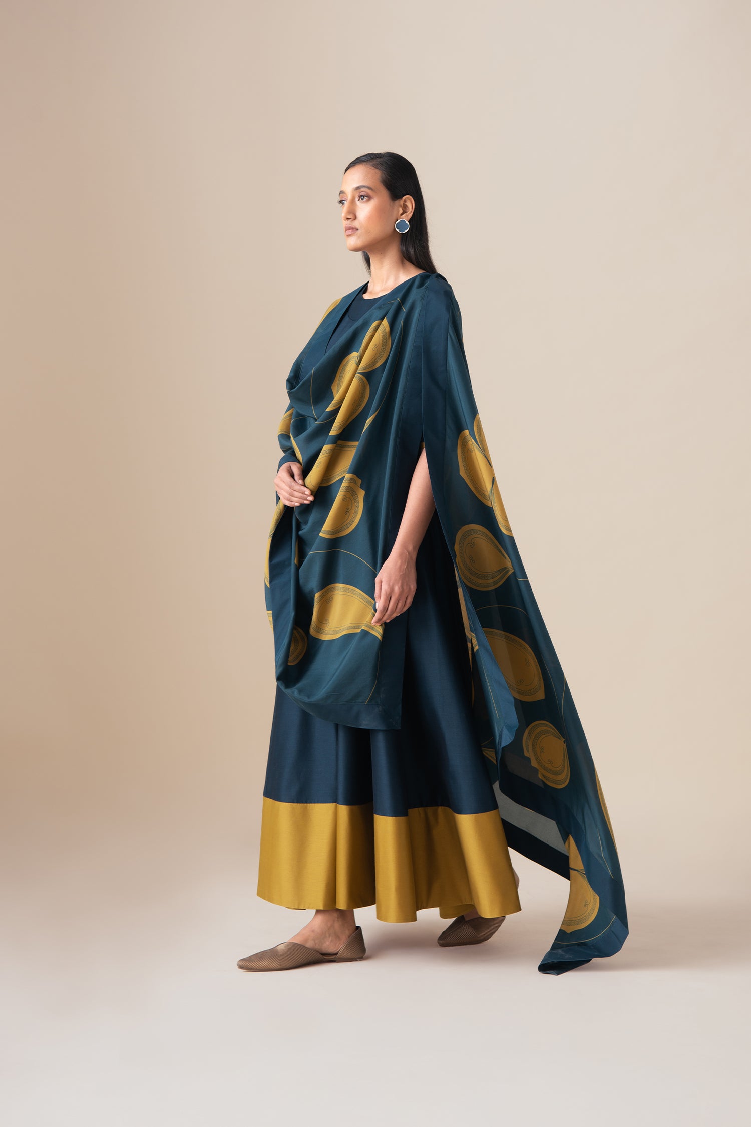  Chanderi Omira Kurta Set – Blue