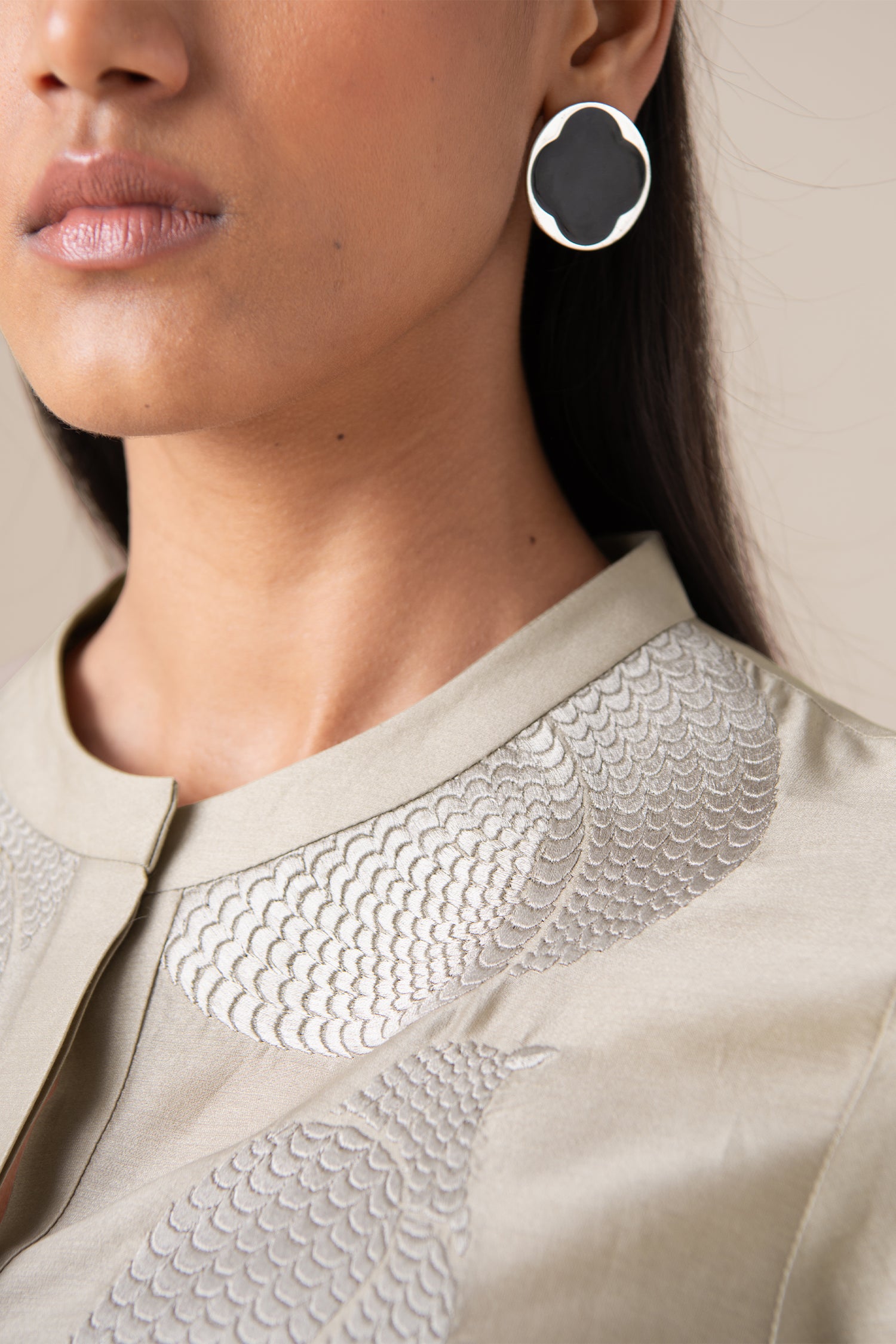  Chanderi Amani Shirt Set – Beige