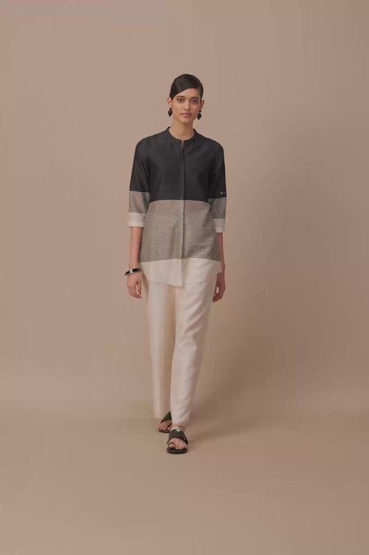 Chanderi Daara Shirt Set – Black