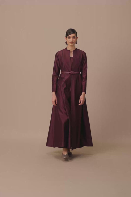 Chanderi Rumeha Abaya Set – Red