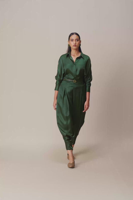 Silk Aarifa Shirt Set – Green