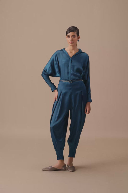 Silk Aarifa Shirt Set – Blue