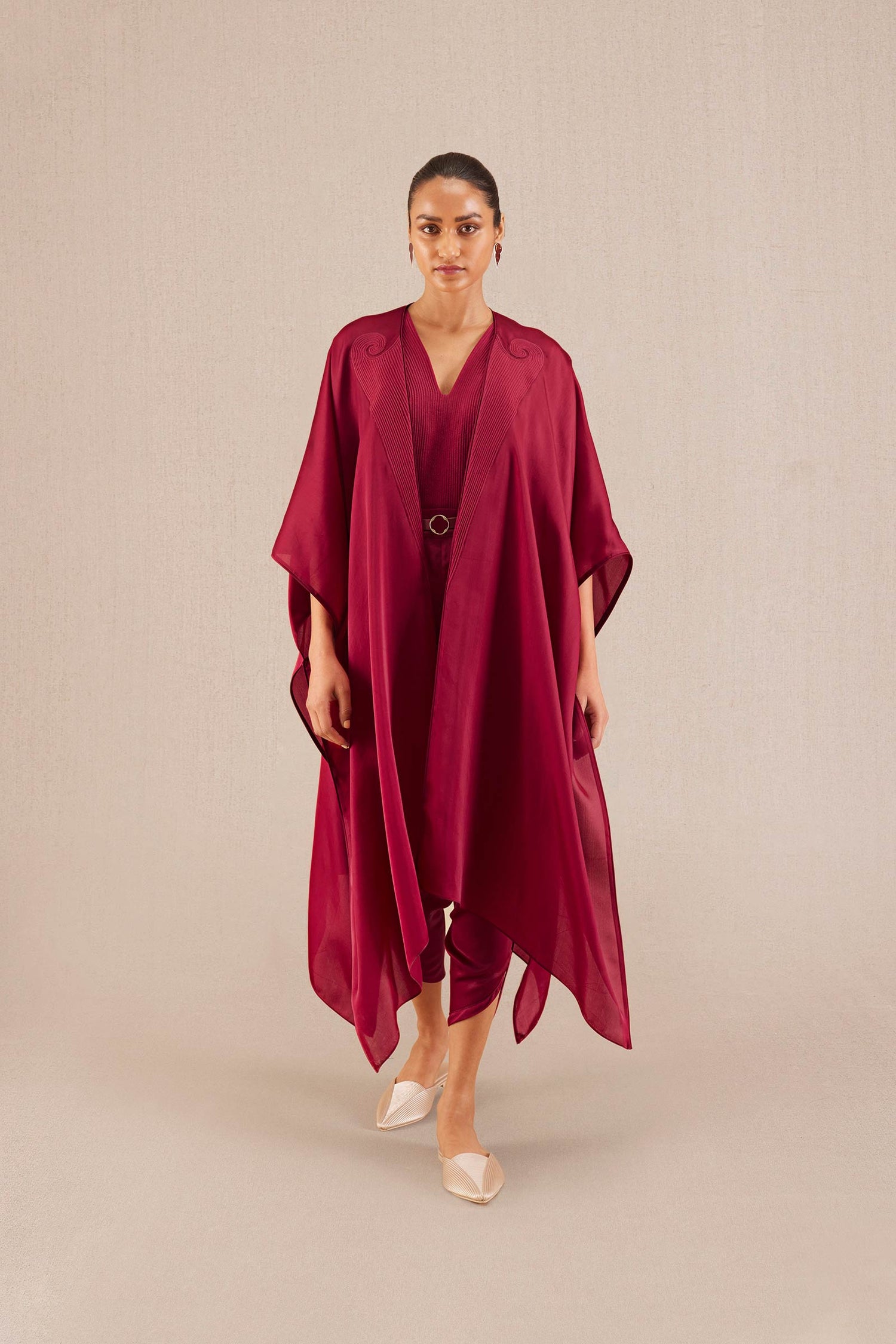  Organza Nyra Cape Set – Red