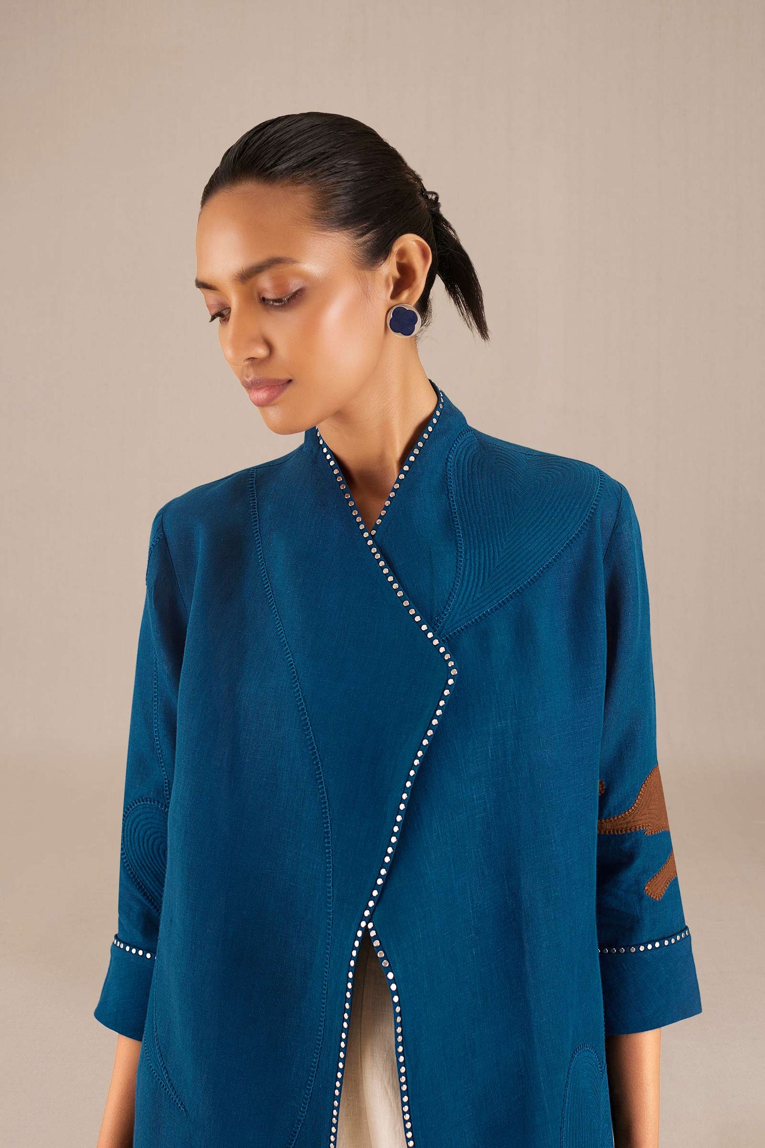  Linen Firuzeh Jacket Set – Blue