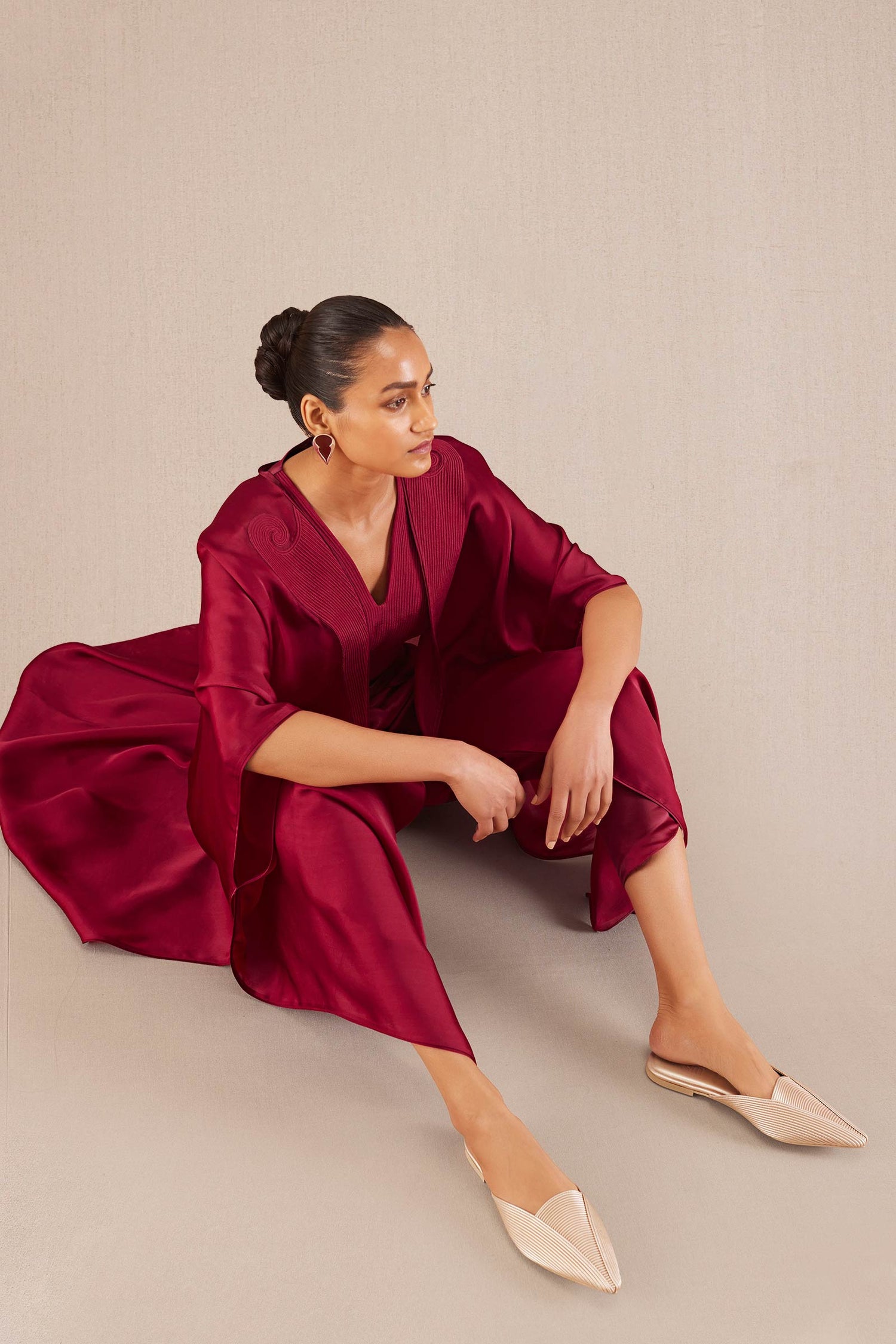  Organza Nyra Cape Set – Red